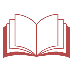an open book with a red cover