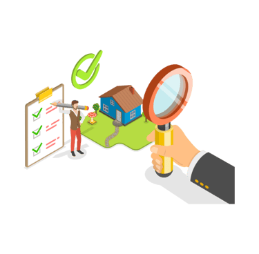 a person holding a magnifying glass, first home buyer searching for home loan