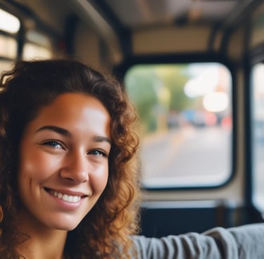 A happy customer smiling after a consultation with Maria da Luz.