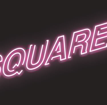 neon style bespoke logo for an online bakery. pink neon on black background