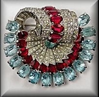 antique gold pin, art deco brooch, juliana, vintage designer jewelry