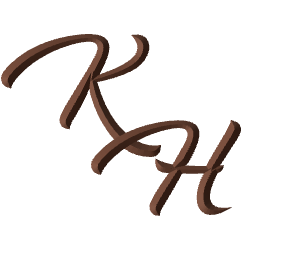 a brown and white logo with the letters KH