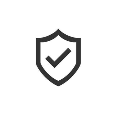 Um escudo preto e branco com uma marca de verificação sobre ele.