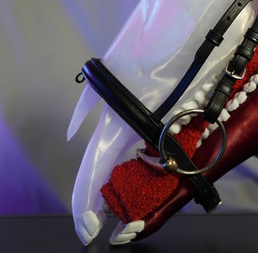 a horse's mouth with a toothbrush and a toothbrush