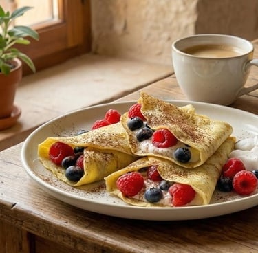 Vegetarian coconut crêpes made with coconut flour and almond milk
