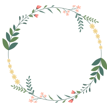 cadre rond feuilles et fleurs
