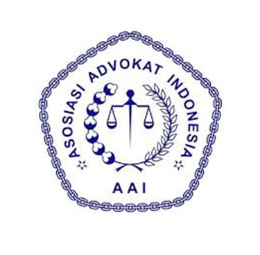 Official logo of Asosiasi Advokat Indonesia (AAI) featuring a blue scales of justice symbol.