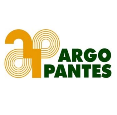 Argo Pantes logo featuring yellow abstract circle patterns and bold green typography.