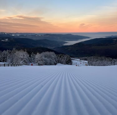 a ski slope with a ski slope and a ski lift