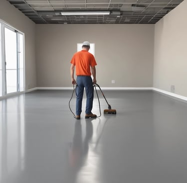 Close-up of smooth, glossy industrial flooring in a warehouse.