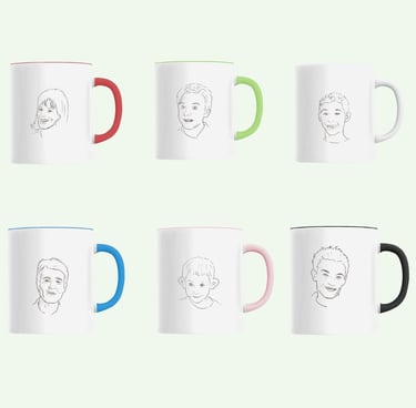 mugs personnalisés avec portraits simples de toute al famille