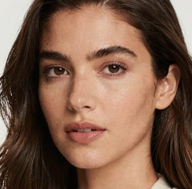 Smiling woman holding a healthy breakfast bowl in a bright kitchen.
