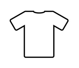 Simple black outline icon of a classic short-sleeved crew neck t-shirt on a white background.