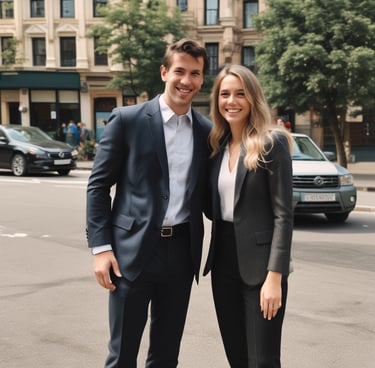 White kitchen cabinet with a sleek blue island in a modern, minimalistic setting.