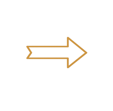 A gold outline of a right-pointing arrow icon isolated on a solid black background.