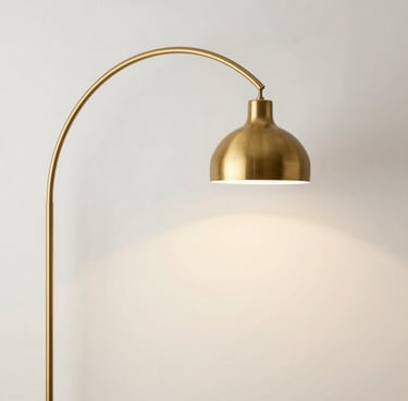 A moody walnut-toned living room bathed in warm amber light, showcasing a serene and inviting atmosphere.