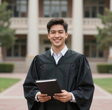 Smiling young woman holding acceptance letter with Canadian flag background.