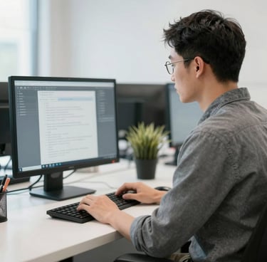 A smiling woman happily speaking English during an online coaching session.