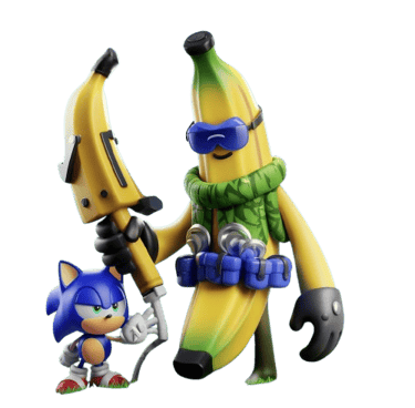 a couple of bananas and sonic the hedge
