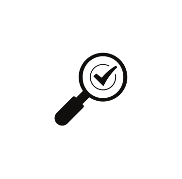 desenho de uma lupa com o símbolo de um check