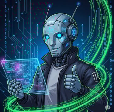 um robô - semelhante a um robô com um tablet e um tablet