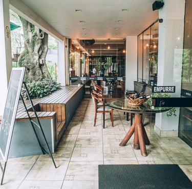 a bakery shop with a large display case
