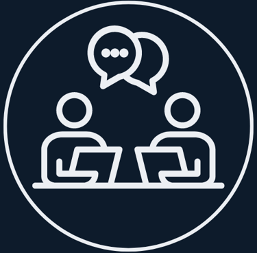 IT Consultations Plattsburgh NY - logo of two people with computers chatting