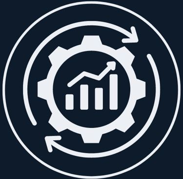 Custom Automations Plattsburgh NY - logo of a gear with an arrow trending up