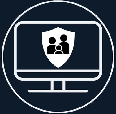 Parental Controls and Internet Filtering Plattsburgh NY - logo of a computer screen, shield, family