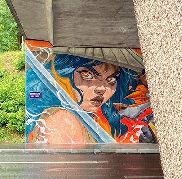 Loyal in Battle - mural urbano en Cergy, muralismo, street art, arte callejero por Ona Salvador