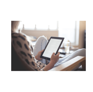 A person reads on an e-reader