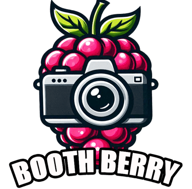 Booth Berry photo booth logo, a camera with a camera and a raspberry