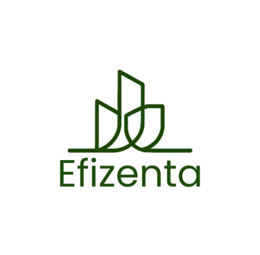 Logotipo de la empresa en color verdes con lineas de diseño
