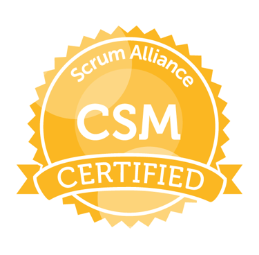 a white and orange Scrum Alliance Certified Scrum Master certification image