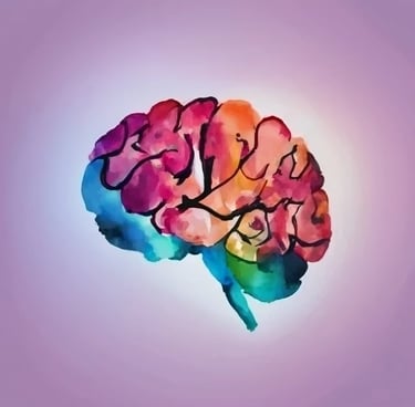Gen AI - watercolour icon of a brain