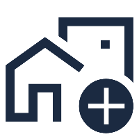 Ícone de casa e prédio que indica os imóveis avaliados pela VECapital