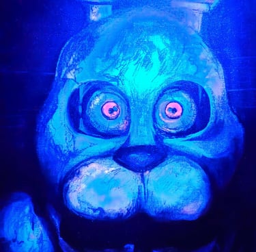 Bonnie Fnaf fan art. Original Mixed media artwork by the artist Angelina Nazarenko. ArtNess UV 