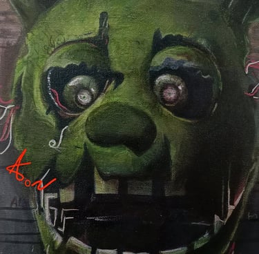 SpringTrap Fnaf fanart. Original Mixedmedia artwork by the artist Angelina Nazarenko. Young artist. ArtNess.