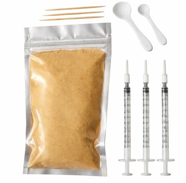 baby bird feeding formula in foil pouch with syringes and crop tubes