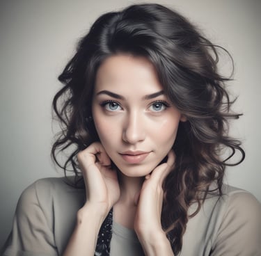 woman sitting on wooden stair smiling