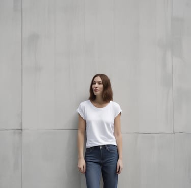 woman standing in front of white concrete wall