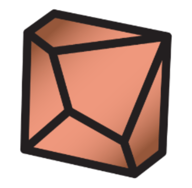 An 10-sided die with a copper metal gradient