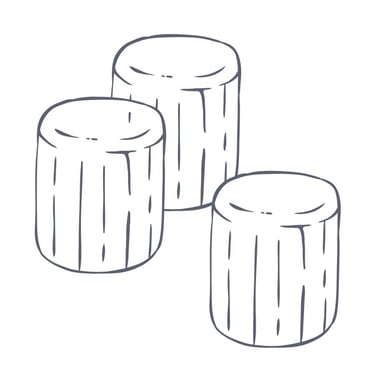 A group of short stools