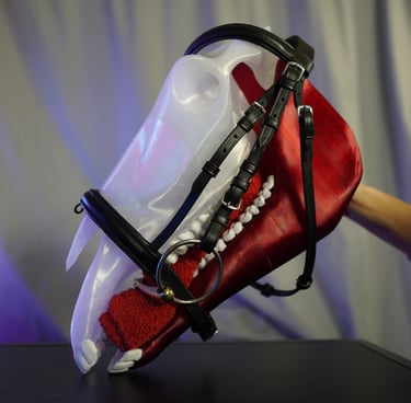 a horse's mouth with a toothbrush and a toothbrush