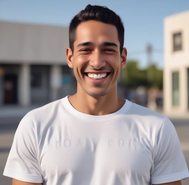 A construction site with a large amount of debris including wood and metal pieces scattered across the ground. A yellow excavator with visible treads is parked amidst the rubble. Surrounding the area are gray tarps and a residential building in the background.