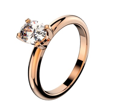 Render Anillo de Compromiso Solitario de Oro Rosa corte Ovalo