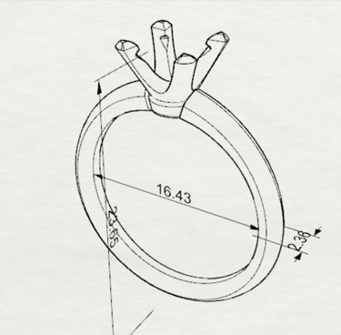 Sketch Acotado Anillo de Compromiso Solitario