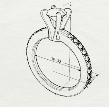 Sketch Anillo de Compromiso con diamantes laterales