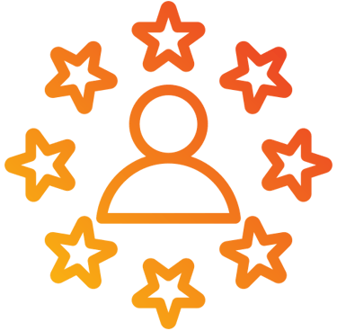 a person with a star - shaped icon in the center of a circle