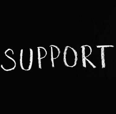 la palabra support en fondo negro